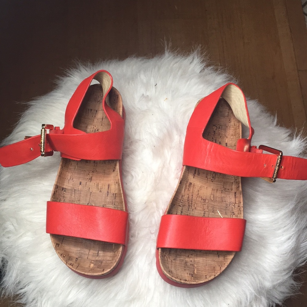 Orange micheal kors platform sandals